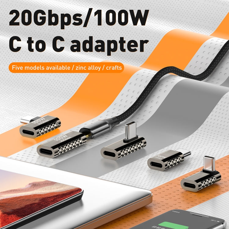 100W Type-C Male to Type-C Female 20Gbps Zinc Alloy Adapter, Type-C Male to Type-C Female Side Bend, Type-C Male to Type-C Female Vertical Angle, Type-C Male to Type-C Female Medium Bend, Type-C Male to Type-C Female Straight 100W Type-C Male to Type-C Female 20Gbps Zinc Alloy Adapter, Type-C Male to Type-C Female Side Bend, Type-C Male to Type-C Female Vertical Angle, Type-C Male to Type-C Female Medium Bend, Type-C Male to Type-C Female Straight