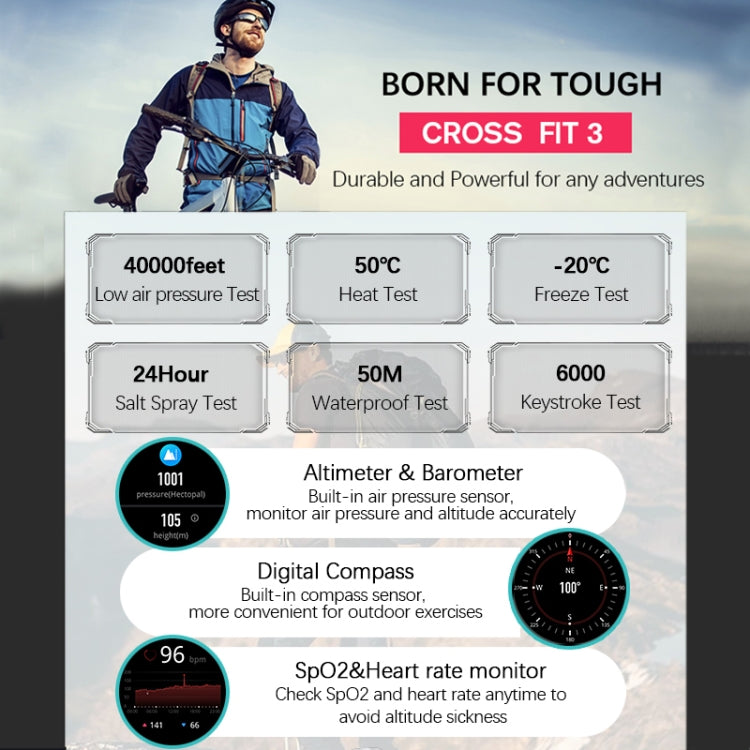 NORTH EDGE CROSS FIT3 Fashion Bluetooth Sports Smart Watch Supports Multiple Sports Modes, Sleep Monitoring, Heart Rate Monitoring NORTH EDGE CROSS FIT3 Fashion Bluetooth Sports Smart Watch Supports Multiple Sports Modes, Sleep Monitoring, Heart Rate Monitoring