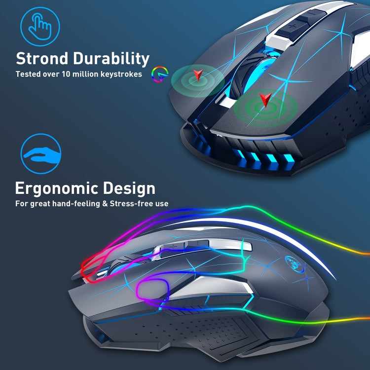 HXSJ T300 7 Keys 2400DPI 2.4G Colorful Luminous Wireless Mouse, T300 Black, T300 White HXSJ T300 7 Keys 2400DPI 2.4G Colorful Luminous Wireless Mouse, T300 Black, T300 White
