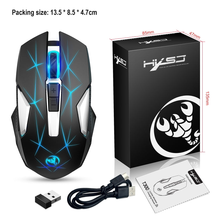 HXSJ T300 7 Keys 2400DPI 2.4G Colorful Luminous Wireless Mouse, T300 Black, T300 White HXSJ T300 7 Keys 2400DPI 2.4G Colorful Luminous Wireless Mouse, T300 Black, T300 White