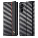 LC.IMEEKE Carbon Fiber PU + TPU Horizontal Flip Leather Phone Case, For Samsung Galaxy A24 4G
