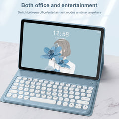 YM-LX106 Round Key Detachable Bluetooth Tablet Keyboard Leather Case with Mouse