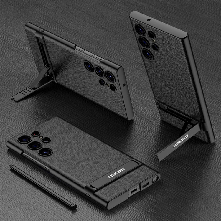 GKK Triumph Ultra-Thin Plain Leather Phone Case with Holder, For Samsung Galaxy S23 Ultra 5G GKK Triumph Ultra-Thin Plain Leather Phone Case with Holder, For Samsung Galaxy S23 Ultra 5G