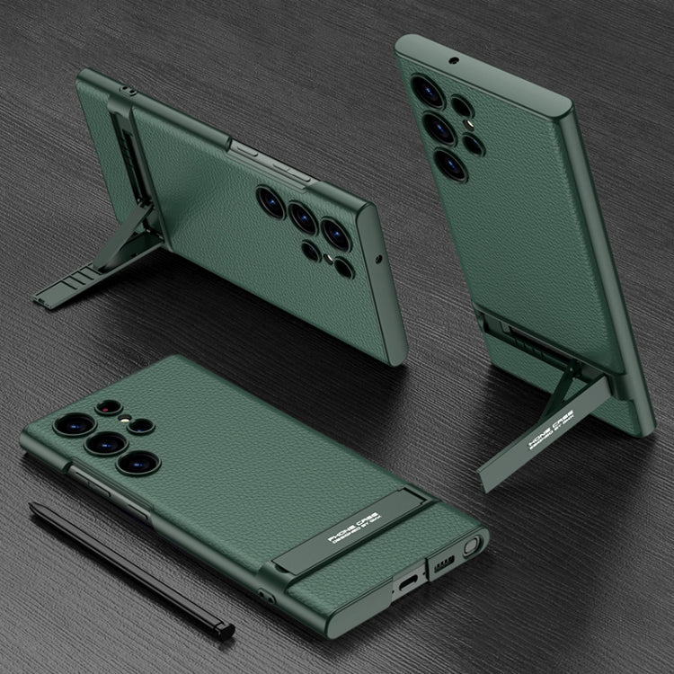 GKK Triumph Ultra-Thin Plain Leather Phone Case with Holder, For Samsung Galaxy S23 Ultra 5G GKK Triumph Ultra-Thin Plain Leather Phone Case with Holder, For Samsung Galaxy S23 Ultra 5G