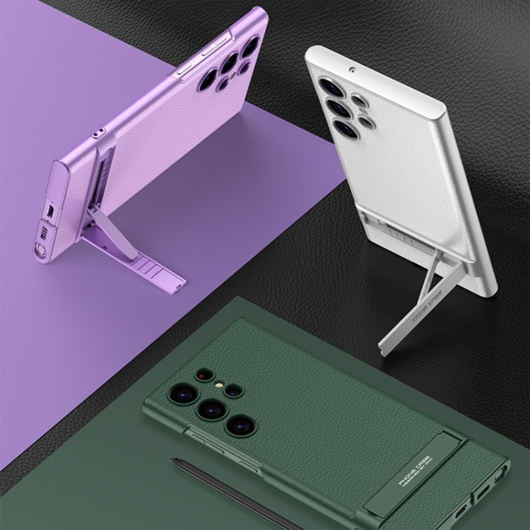 GKK Triumph Ultra-Thin Plain Leather Phone Case with Holder, For Samsung Galaxy S23 Ultra 5G GKK Triumph Ultra-Thin Plain Leather Phone Case with Holder, For Samsung Galaxy S23 Ultra 5G