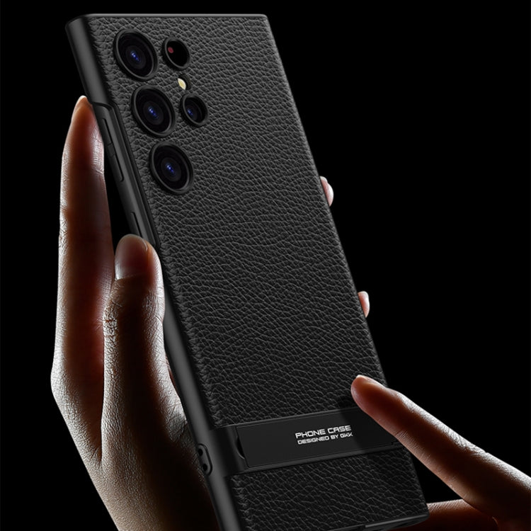 GKK Triumph Ultra-Thin Plain Leather Phone Case with Holder, For Samsung Galaxy S23 Ultra 5G GKK Triumph Ultra-Thin Plain Leather Phone Case with Holder, For Samsung Galaxy S23 Ultra 5G