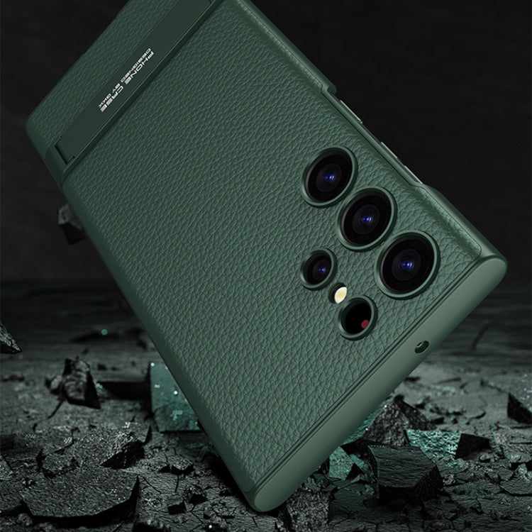 GKK Triumph Ultra-Thin Plain Leather Phone Case with Holder, For Samsung Galaxy S23 Ultra 5G GKK Triumph Ultra-Thin Plain Leather Phone Case with Holder, For Samsung Galaxy S23 Ultra 5G