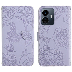 HT03 Skin Feel Butterfly Embossed Flip Leather Phone Case