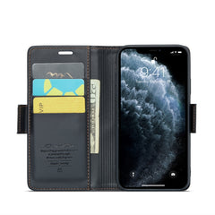 CaseMe 023 - Funda de piel antirrobo con textura de lichi y hebilla de mariposa RFID para iPhone XR, iPhone SE 2022/SE 2020/6/7/8, iPhone 6 Plus/7 Plus/8 Plus