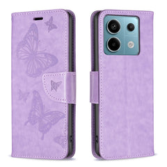 Two Butterflies Embossing Leather Phone Case, For Xiaomi Redmi Note 13 Pro 4G Global, For Xiaomi Poco M6 Pro 4G, For Xiaomi Redmi Note 13 4G Global, For Xiaomi Redmi Note 13