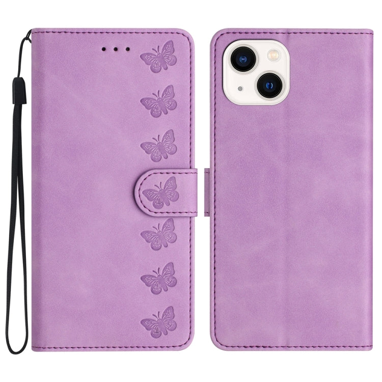 Funda de cuero con relieve de siete mariposas para iPhone 11 Pro Max, iPhone 11, iPhone 11 Pro Funda de cuero con relieve de siete mariposas para iPhone 11 Pro Max, iPhone 11, iPhone 11 Pro