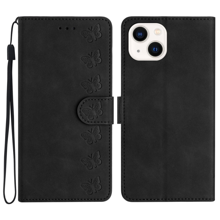 Funda de cuero con relieve de siete mariposas para iPhone 11 Pro Max, iPhone 11, iPhone 11 Pro Funda de cuero con relieve de siete mariposas para iPhone 11 Pro Max, iPhone 11, iPhone 11 Pro