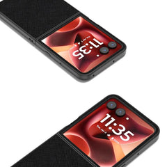 ABEEL Cross Texture Genuine Leather Phone Case