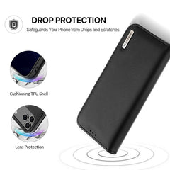 DUX DUCIS Hivo Series Rindsleder + PU + TPU Flip-Handyhülle, Für iPhone 16 Pro Max, Für iPhone 16 Pro, Für iPhone 16 Plus, Für iPhone 16, Für iPhone SE 2024, Für iPhone 15 Pro Max, Für iPhone 15 Pro, Für iPhone 15 Plus, Für iPhone 15