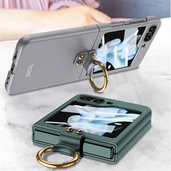 GKK Ultra-thin PC Full Coverage Phone Case with Ring Holder / Tempered Film, For Samsung Galaxy Z Flip5