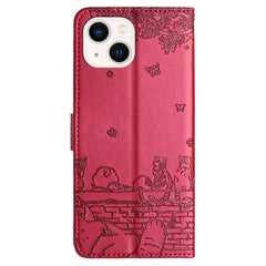 Cat Embossing Pattern Leather Phone Case with Lanyard