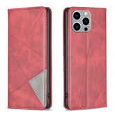 Rhombus Texture Magnetic Leather Phone Case