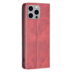 Rhombus Texture Magnetic Leather Phone Case