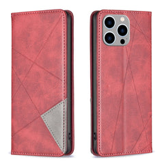 Rhombus Texture Magnetic Leather Phone Case