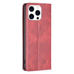 Rhombus Texture Magnetic Leather Phone Case