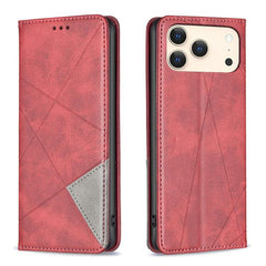 Rhombus Texture Magnetic Leather Phone Case