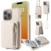 Funda de cuero para teléfono con cremallera y cordón cruzado, para iPhone SE 2022/7/8, para iPhone 13 Pro Max, para iPhone 13 Pro, para iPhone 13, para iPhone 12/12 Pro, para iPhone 12 Pro Max