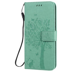 Tree & Cat Embossed Pattern Horizontal Flip Leather Case with Holder & Card Slots & Wallet & Lanyard, For Huawei Nova 7 SE, For Huawei Nova 7