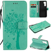 Tree & Cat Embossed Pattern Horizontal Flip Leather Case with Holder & Card Slots & Wallet & Lanyard, For Huawei Nova 7 SE, For Huawei Nova 7