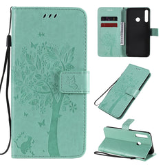Tree & Cat Embossed Pattern Horizontal Flip Leather Case with Holder & Card Slots & Wallet & Lanyard, For Huawei P40 Lite E, For Huawei P Smart 2020