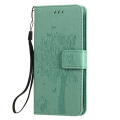 Tree & Cat Embossed Pattern Horizontal Flip Leather Case with Holder & Card Slots & Wallet & Lanyard, For Huawei Y5p, For Huawei Y6p