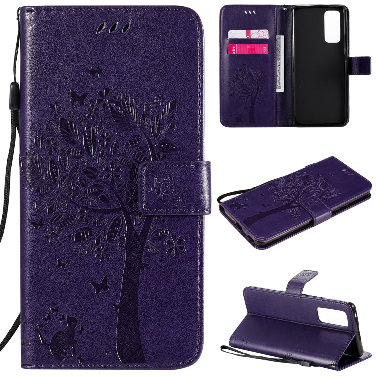 Tree & Cat Embossed Pattern Horizontal Flip Leather Case with Holder & Card Slots & Wallet & Lanyard, For Huawei Honor 9A, For Huawei Honor 30 Pro Tree & Cat Embossed Pattern Horizontal Flip Leather Case with Holder & Card Slots & Wallet & Lanyard, For Huawei Honor 9A, For Huawei Honor 30 Pro