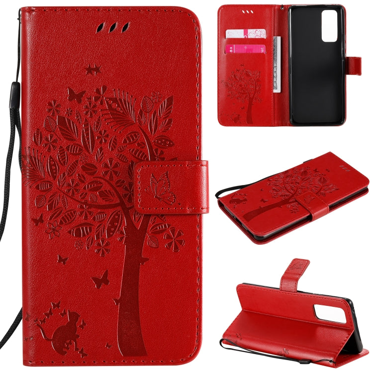 Tree & Cat Embossed Pattern Horizontal Flip Leather Case with Holder & Card Slots & Wallet & Lanyard, For Huawei Honor 9A, For Huawei Honor 30 Pro Tree & Cat Embossed Pattern Horizontal Flip Leather Case with Holder & Card Slots & Wallet & Lanyard, For Huawei Honor 9A, For Huawei Honor 30 Pro