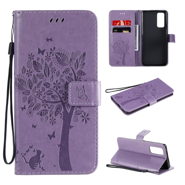 Tree & Cat Embossed Pattern Horizontal Flip Leather Case with Holder & Card Slots & Wallet & Lanyard, For Huawei Honor 30, For Huawei Honor Play4T Pro Tree & Cat Embossed Pattern Horizontal Flip Leather Case with Holder & Card Slots & Wallet & Lanyard, For Huawei Honor 30, For Huawei Honor Play4T Pro