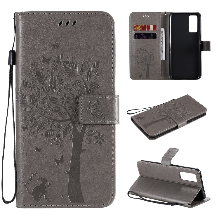 Tree & Cat Embossed Pattern Horizontal Flip Leather Case with Holder & Card Slots & Wallet & Lanyard, For Huawei Honor 30, For Huawei Honor Play4T Pro Tree & Cat Embossed Pattern Horizontal Flip Leather Case with Holder & Card Slots & Wallet & Lanyard, For Huawei Honor 30, For Huawei Honor Play4T Pro