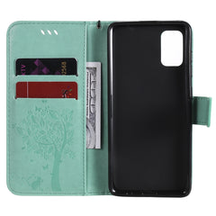 Tree & Cat Embossed Pattern Horizontal Flip Leather Case with Holder & Card Slots & Wallet & Lanyard, For Samsung Galaxy A41, For Samsung Galaxy A51 5G