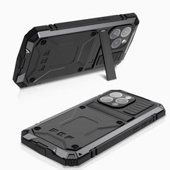 R-JUST Stoßfeste, wasserdichte, staubdichte Telefonhülle aus Metall und Silikon mit Halterung, für iPhone 15 Pro Max, für iPhone 15 Pro, für iPhone 15 Plus, für iPhone 15