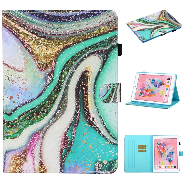 Estuche de cuero con tapa horizontal con costuras de dibujo de colores, soporte, ranuras para tarjetas, función de suspensión/activación y tira antideslizante, para iPad Air, iPad Air 2, iPad de 9,7 pulgadas (2017), iPad de 9,7 pulgadas (2018) Estuche de cuero con tapa horizontal con costuras de dibujo de colores, soporte, ranuras para tarjetas, función de suspensión/activación y tira antideslizante, para iPad Air, iPad Air 2, iPad de 9,7 pulgadas (2017), iPad de 9,7 pulgadas (2018)