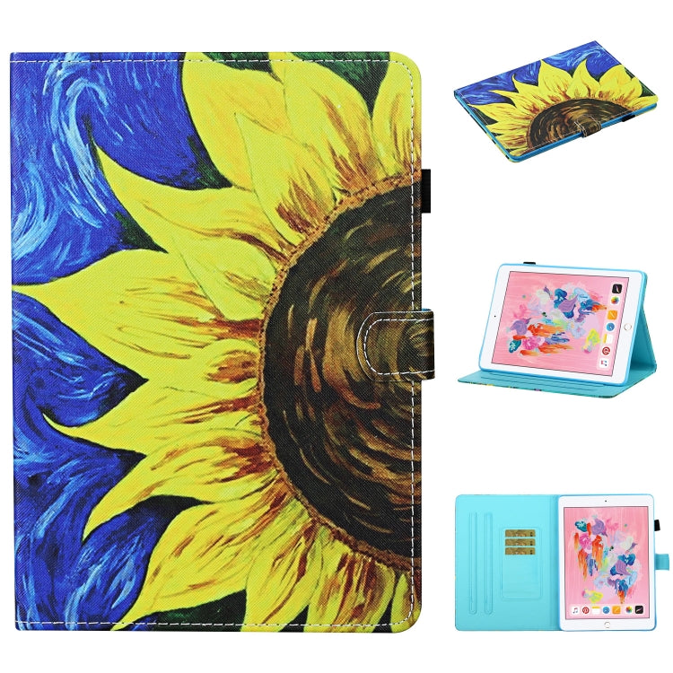 Estuche de cuero con tapa horizontal con costuras de dibujo de colores, soporte, ranuras para tarjetas, función de suspensión/activación y tira antideslizante, para iPad Air, iPad Air 2, iPad de 9,7 pulgadas (2017), iPad de 9,7 pulgadas (2018) Estuche de cuero con tapa horizontal con costuras de dibujo de colores, soporte, ranuras para tarjetas, función de suspensión/activación y tira antideslizante, para iPad Air, iPad Air 2, iPad de 9,7 pulgadas (2017), iPad de 9,7 pulgadas (2018)