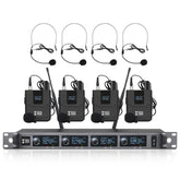 XTUGA A140-B Wireless Microphone System 4 BodyPack Headset Lavalier Microphone