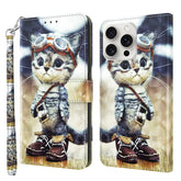 3D Painted Leather Phone Case, For iPhone 16 Pro Max, For iPhone 16 Pro