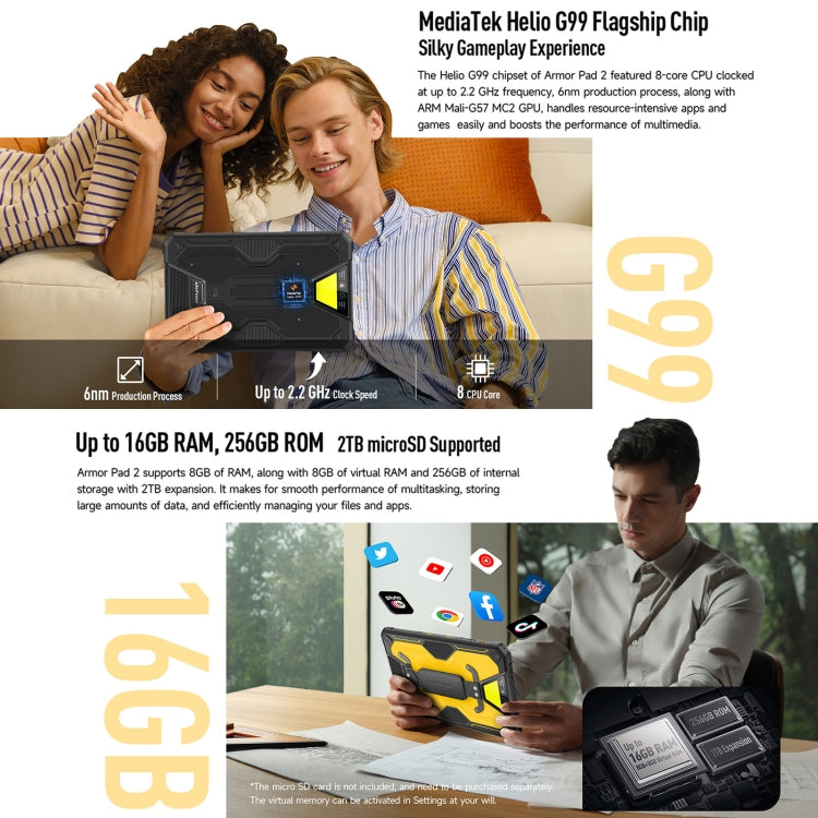 Tablet PC resistente Ulefone Armor Pad 2, 16 GB + 256 GB, 11 pulgadas, Android 13, MediaTek Helio G99 Octa Core, red 4G, Armor Pad 2, Armor Pad 2 (amarillo) Tablet PC resistente Ulefone Armor Pad 2, 16 GB + 256 GB, 11 pulgadas, Android 13, MediaTek Helio G99 Octa Core, red 4G, Armor Pad 2, Armor Pad 2 (amarillo)