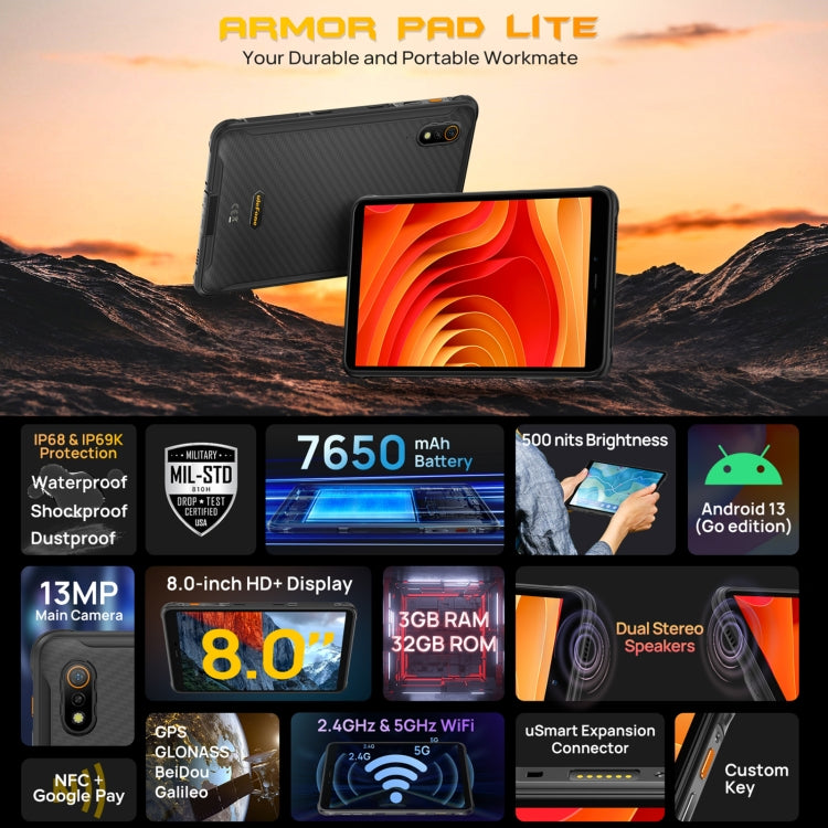 Ulefone Armor Pad Lite Rugged Tablet PC, 8.0 inch Android 13 MediaTek MT8766 Quad Core, Armor Pad Lite Ulefone Armor Pad Lite Rugged Tablet PC, 8.0 inch Android 13 MediaTek MT8766 Quad Core, Armor Pad Lite