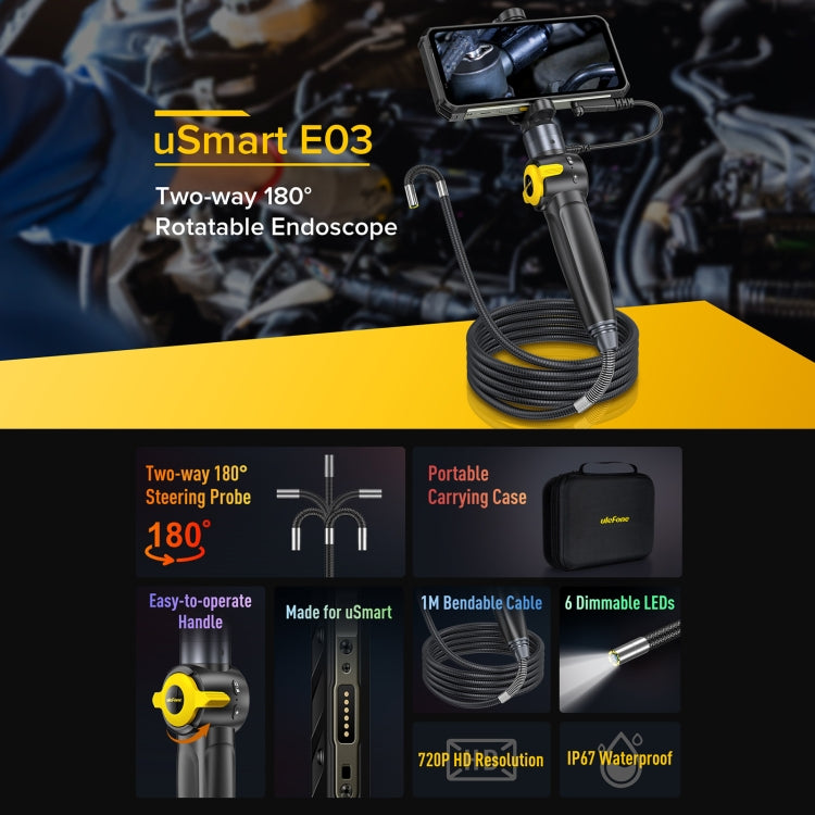 Ulefone uSmart E03 Rotatable Endoscope IP67 Waterproof for Armor 24 / 21 / 19 / 18T / 18T Ultra / Armor Pad Ulefone uSmart E03 Rotatable Endoscope IP67 Waterproof for Armor 24 / 21 / 19 / 18T / 18T Ultra / Armor Pad