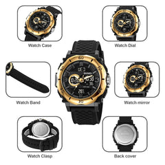 SKMEI 2098 Multifunctional Men 50M Waterproof Thermometer Dual Display Digital Wrist Watch