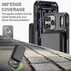 JEEHOOD C22 Series Zipper Wallet Leather Phone Case with Dual Lanyard