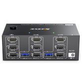 KC-KVM203DH 8K 30Hz USB3.0 DP+DP+HDMI Triple Monitors KVM Switch, EU Plug, KC-KVM203DH