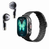 D8 2.01 inch 2 in 1 Bluetooth Earphone Steel Band Smart Watch, Support Health Monitoring / NFC