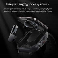 D8 2.01 inch 2 in 1 Bluetooth Earphone Steel Band Smart Watch, Support Health Monitoring / NFC