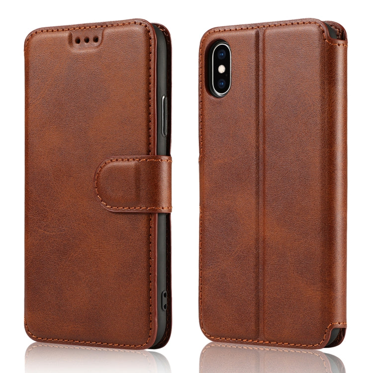Horizontales Klappetui aus Leder mit magnetischer Schnalle und Kalbslederstruktur, mit Halterung, Kartenfächern, Geldbörse und Bilderrahmen, für iPhone 6/6s, für iPhone 7/8, für iPhone 7 Plus/8 Plus, für iPhone X/XS, für iPhone XR Horizontales Klappetui aus Leder mit magnetischer Schnalle und Kalbslederstruktur, mit Halterung, Kartenfächern, Geldbörse und Bilderrahmen, für iPhone 6/6s, für iPhone 7/8, für iPhone 7 Plus/8 Plus, für iPhone X/XS, für iPhone XR