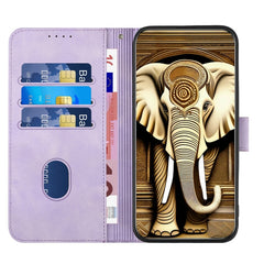 YX0060 Elephant Head Embossed Phone Leather Case with Lanyard